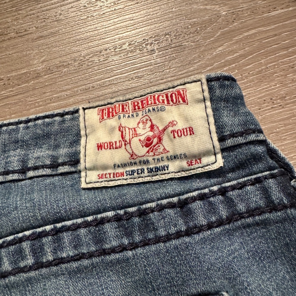 True Religion Super Skinny Jeans Women 28 Blue Cotton Big T Y2K Streetwear 28x29 - Picture 8 of 14